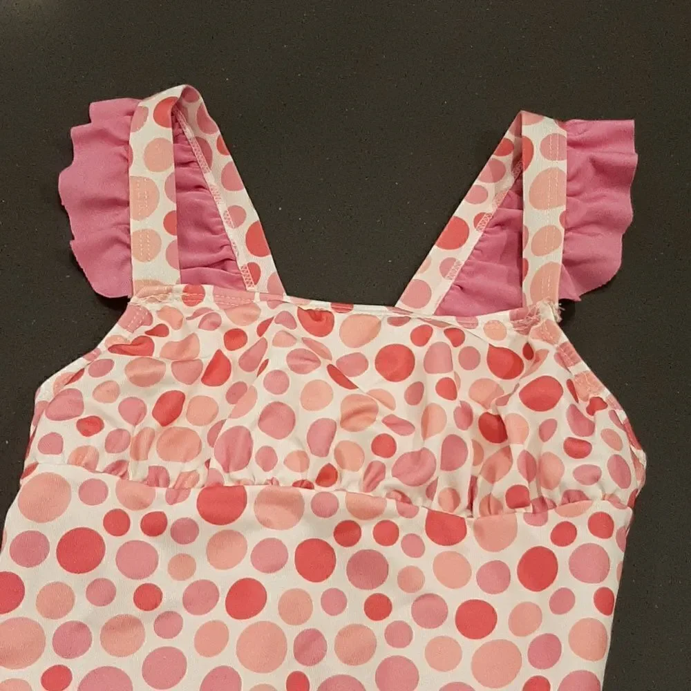 Penelope Mack 4T Pink and White One Piece Bathing Suit